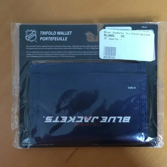 NHL - Columbus Blue Jackets Tri-Fold Wallet (BLUWAL) Navy / Red - Picture 2 of 3
